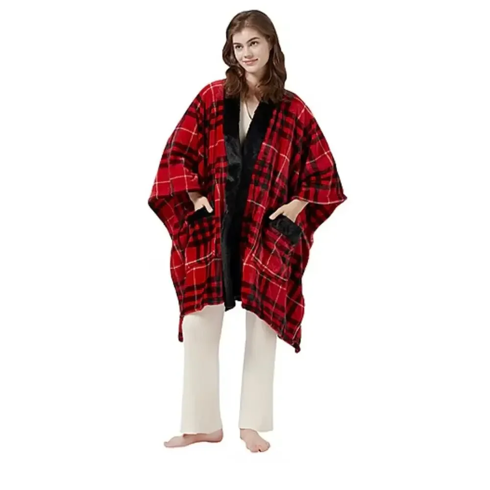 NEW! True North Plush Wearable Throw Wrap Gray